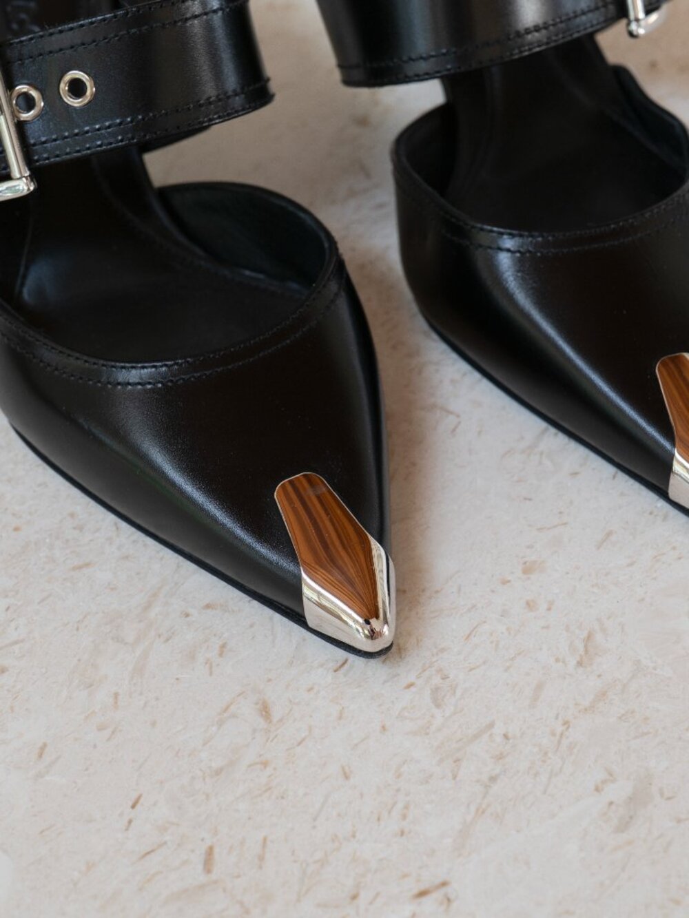 NWOB Alexander McQueen Punk Buckle Leather Mules EU 36 - Picture 6 of 7